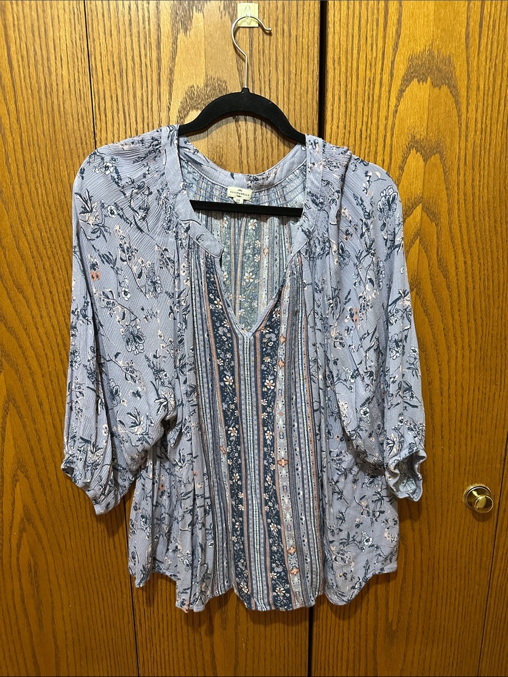 Lavender Floral Patchwork Peasant Blouse